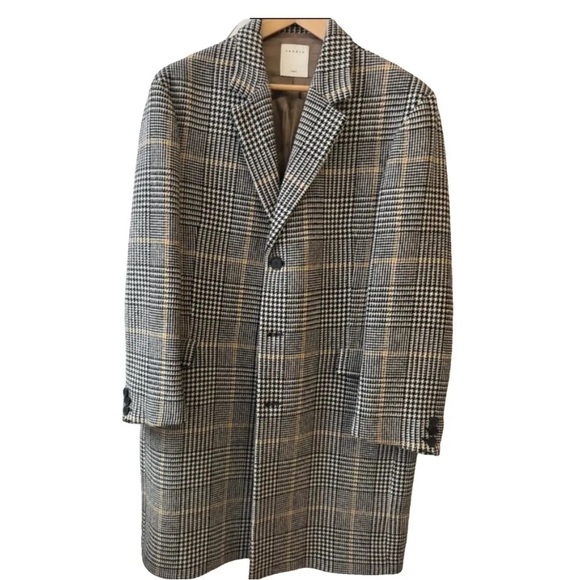 Sandro Houndstooth Plaid Wool Coat - Picture 2 of 6